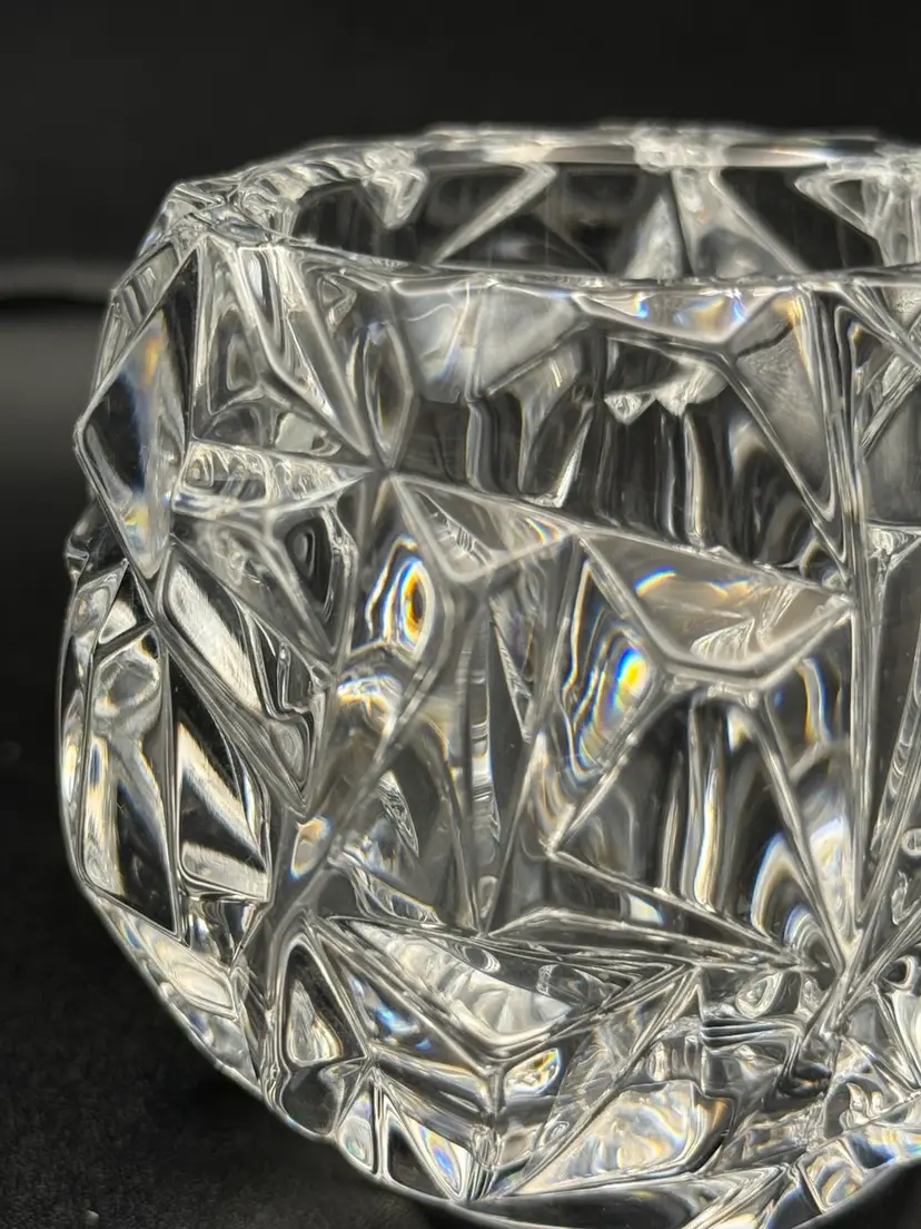 Vintage Tiffany & Co. Crystal Rock Cut Votive Candle Holder