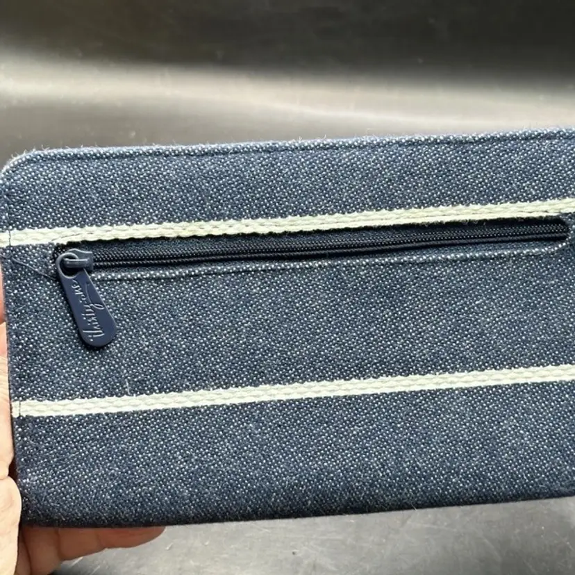 Thirty -One navy wide & white striped wallet