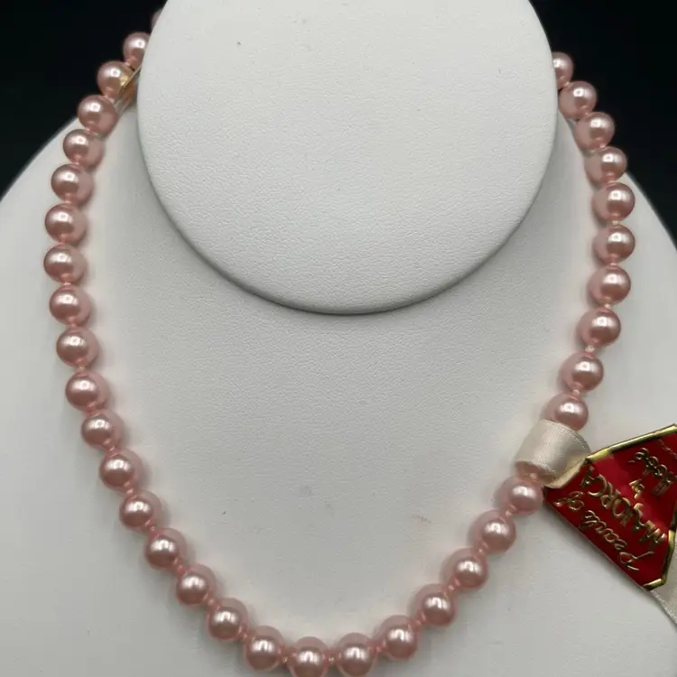 Vintage Hobe Pink Pearls Of Majorca Necklace Simulated Old New Stock With Tags