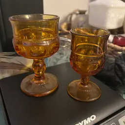 Set Of Vintage, Indiana Glass Kings Crown, Amber Glasses