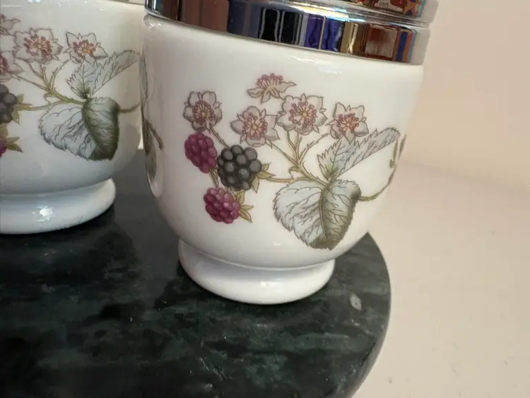 Two Vintage Royal Worcester Porcelain Egg Coddlers Lavinia Berry English