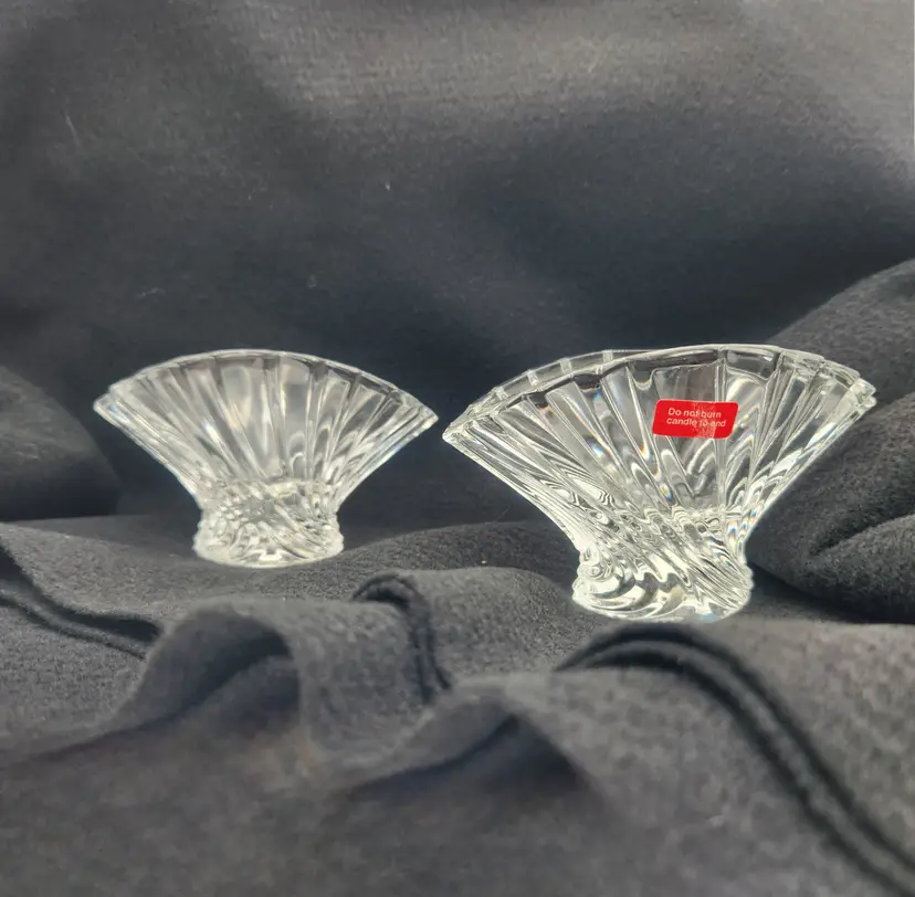 Pair Of Mikasa Flores Flared Crystal Candleholders/Votives Elegant Vintage Rare