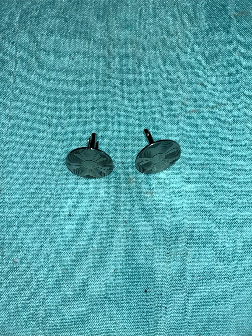 VINTAGE STERLING SILVER SUNBURST ROUND CUFFLINKS