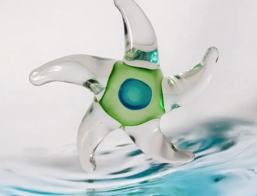 Vtg Art Glass Hand Blown Starfish Paperweight Figurine Large Coastal Nautical