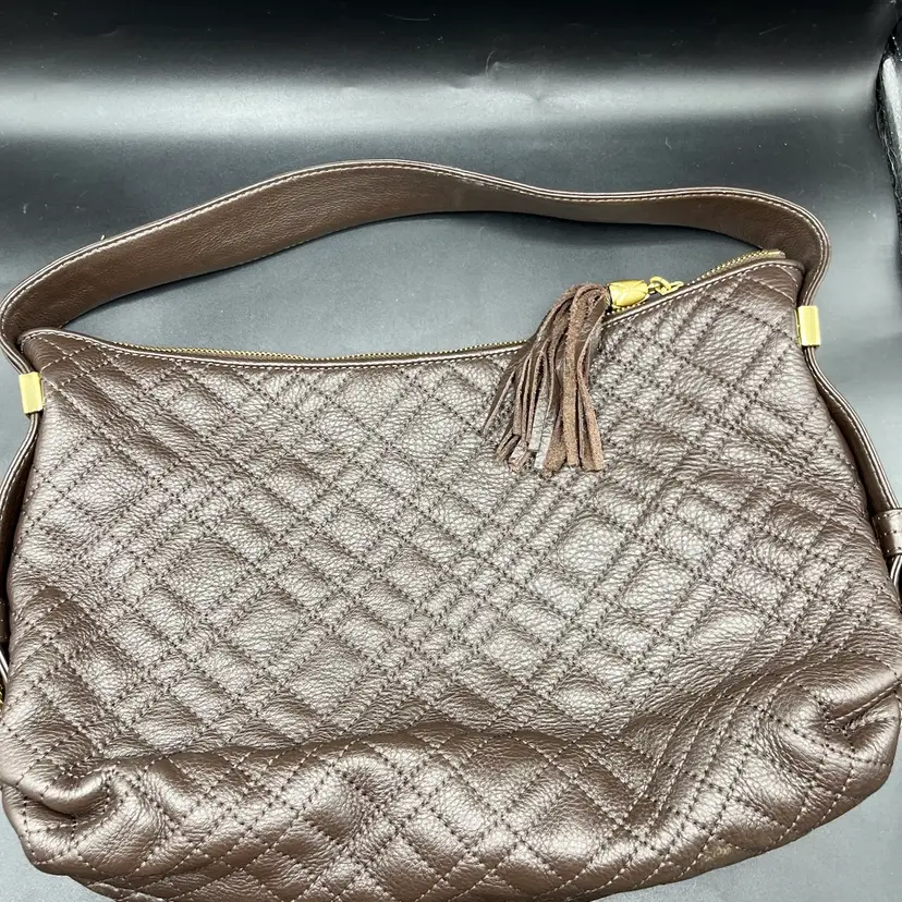 Elliot Lucca Brown Quilted Leather Shoulder Bag