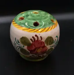 Italian Ceramic Pottery Flower Frog Vase Hand Painted Floral Italy Signed