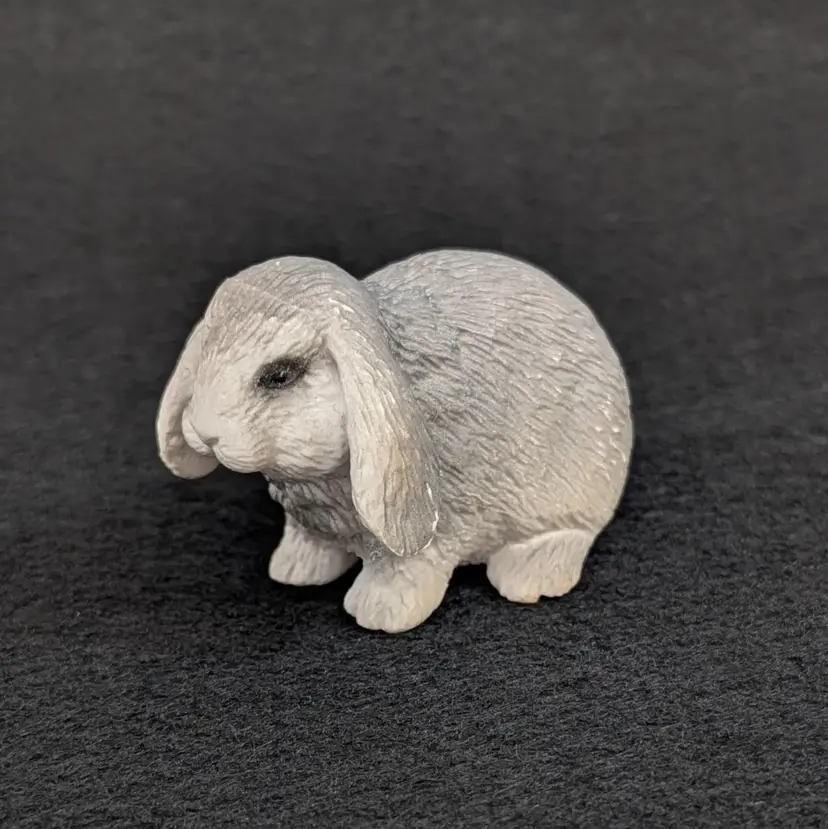 Vintage Schleich Grey Dwarf Rabbit Lop Eared Plastic Toy Figurine 2002 #14401