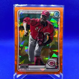 2020 Bowman Chrome Sapphire Hunter Greene Orange /75 Cincinnati Reds