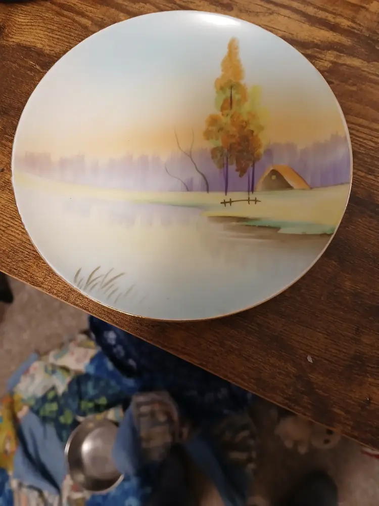 Vintage Meito Hand-Painted Landscape Plate