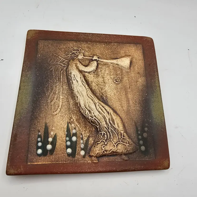 June Otis Ceramic tile angel playing instrument 5x5