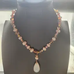 Sunset Glow  Glass Beaded Necklace 17 inches
