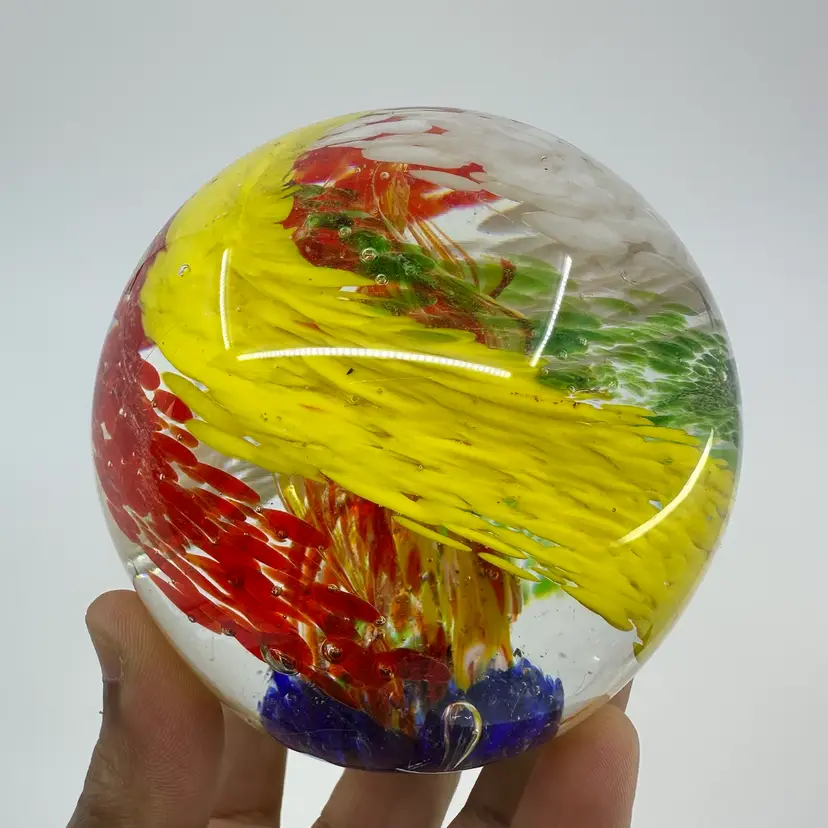 Multicolored Large Art Glass Handblown Paperweight