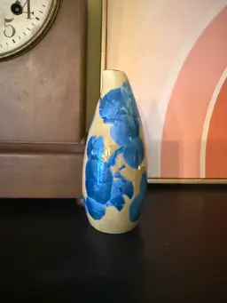 Blue Crystalline Glaze Pottery Vase: Handcrafted Ceramic Bud Vase