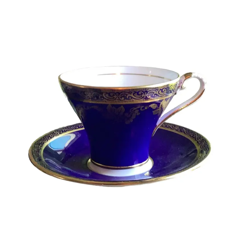 Amazing Cobalt Blue And Gold Grape Motif Aynsley Fine English Bone China