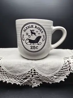 Christmas Ceramic 25 cent Sleigh Rides 16 ounce Coffee Mug