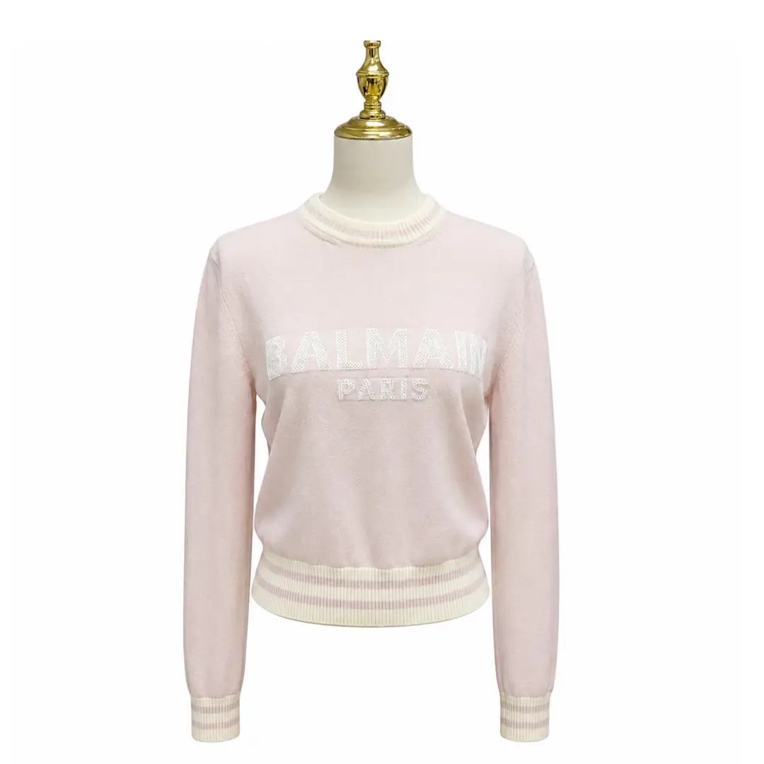 Balmain Pink And Ivory Sweater Sz 36