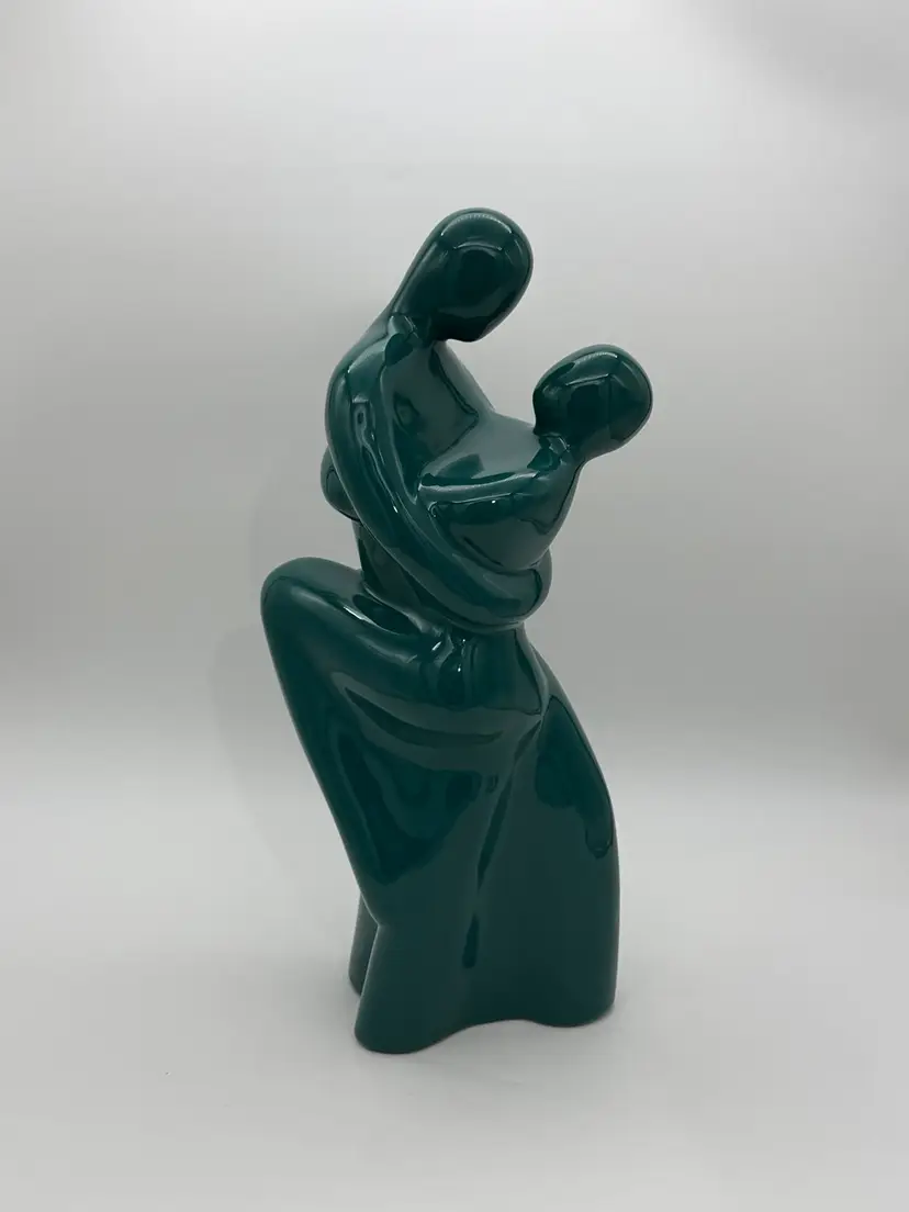 Vintage MCM HAEGER USA Couple Dancing Tango Ceramic Statue Teal Blue 15” #308