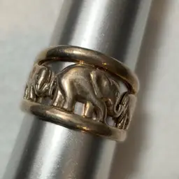 #23 Sterling Silver .925 Size 6.5 Elephant Train Ring