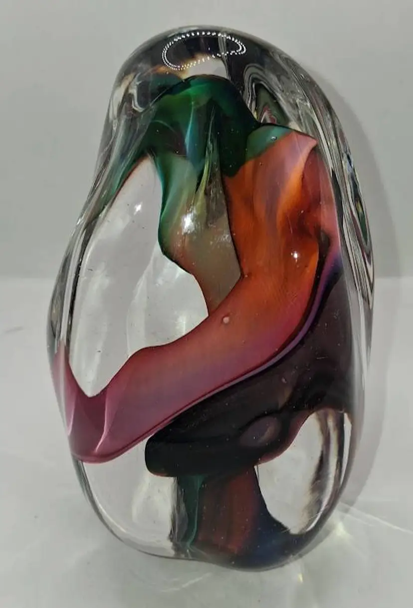 Vintage Amazing Bruce Freund, Magnum Abstract Multi-Color Paperweight Sculpture