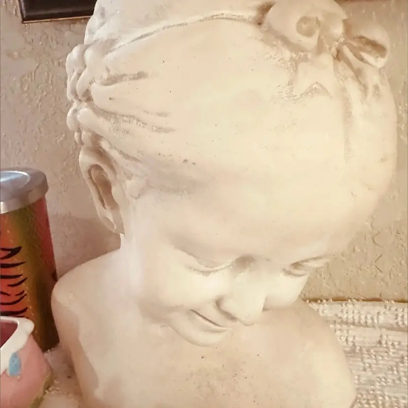 95. VTG Decorative bust of a young girl named Ada.  Resin and crafted in a shabby antique style. 20 inches tall