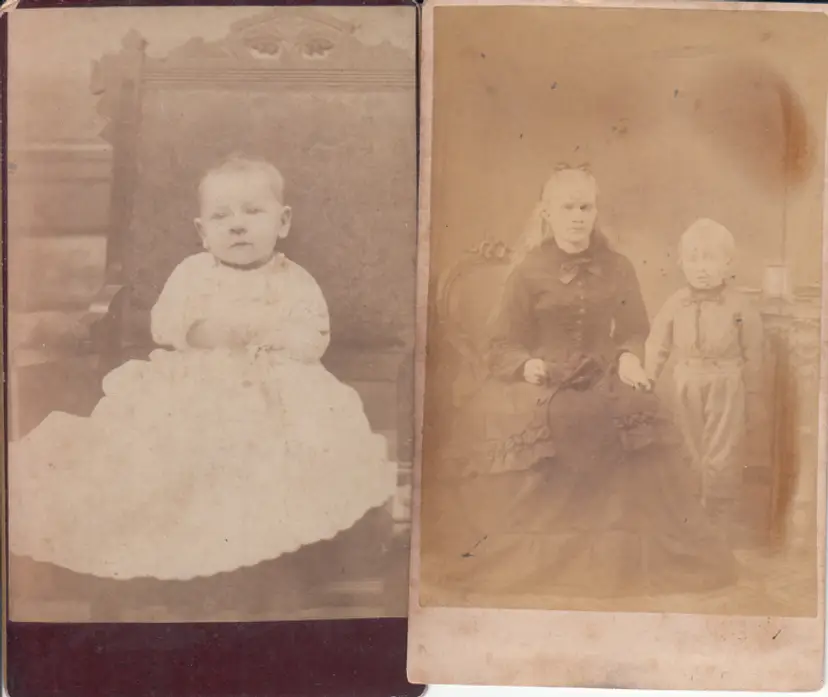 #01 lot of 2 very old cdv photos-baby-kids-2.5x4 inch-look!