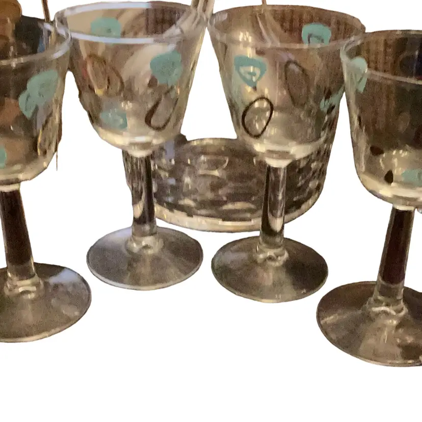 Four Vintage Amoeba/Atomic Wine Glasses