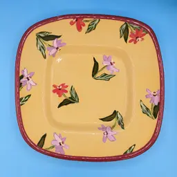 Vintage Droll Designs Shallow Square Hand-Painted Bowl