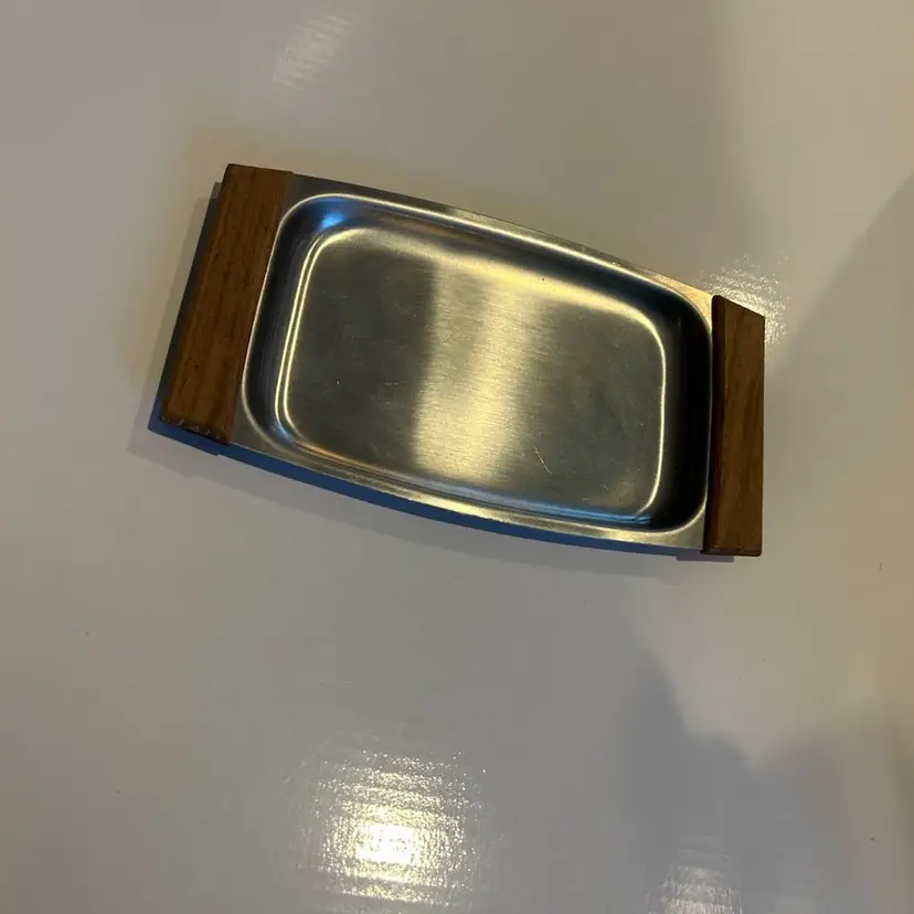 Sm Vtg Rect Stainless Steel Tray Made In Japan