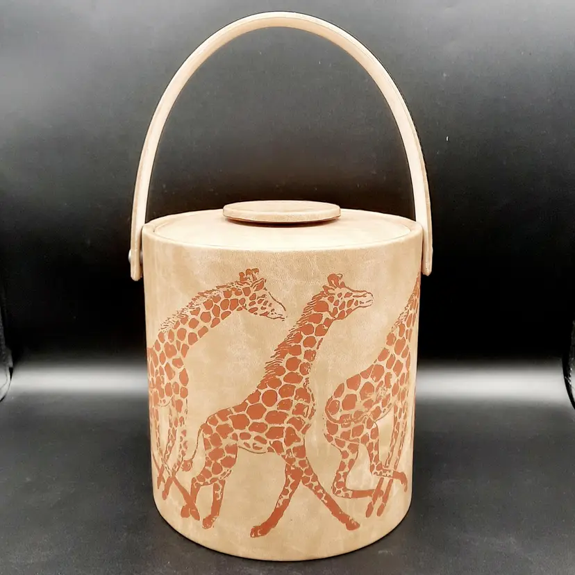 Vintage Vinyl Giraffe Lidded Insulated Ice Bucket