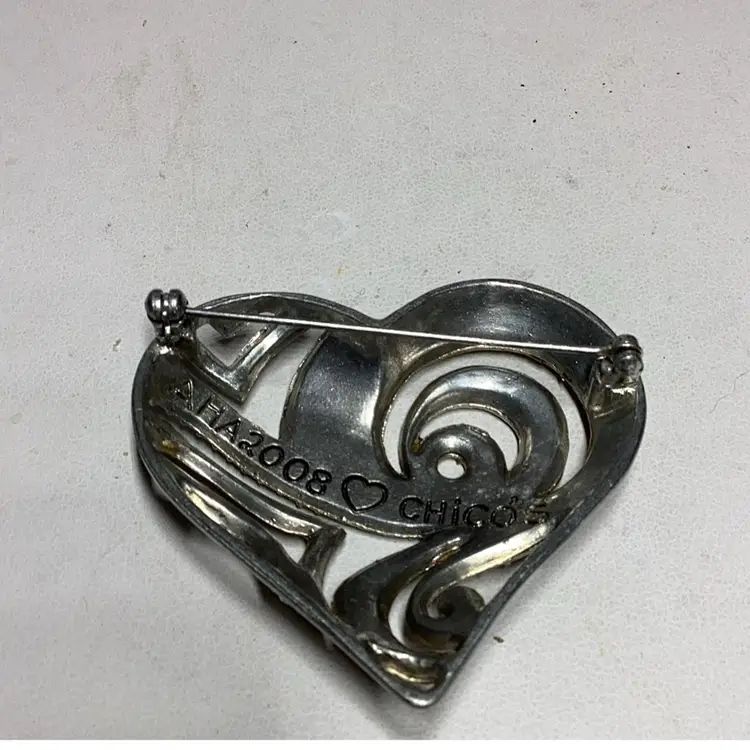 Heart Two Tone Metal & Rhinestones- Signed Chico’s AHA2008
