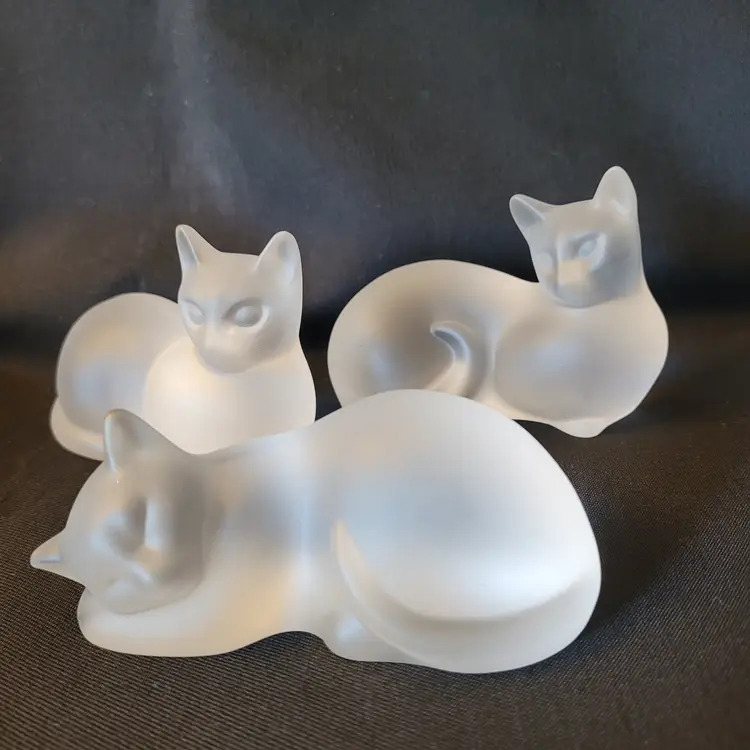 Lenox Frosted Cat Figurines Made in Germany in the 90's Three