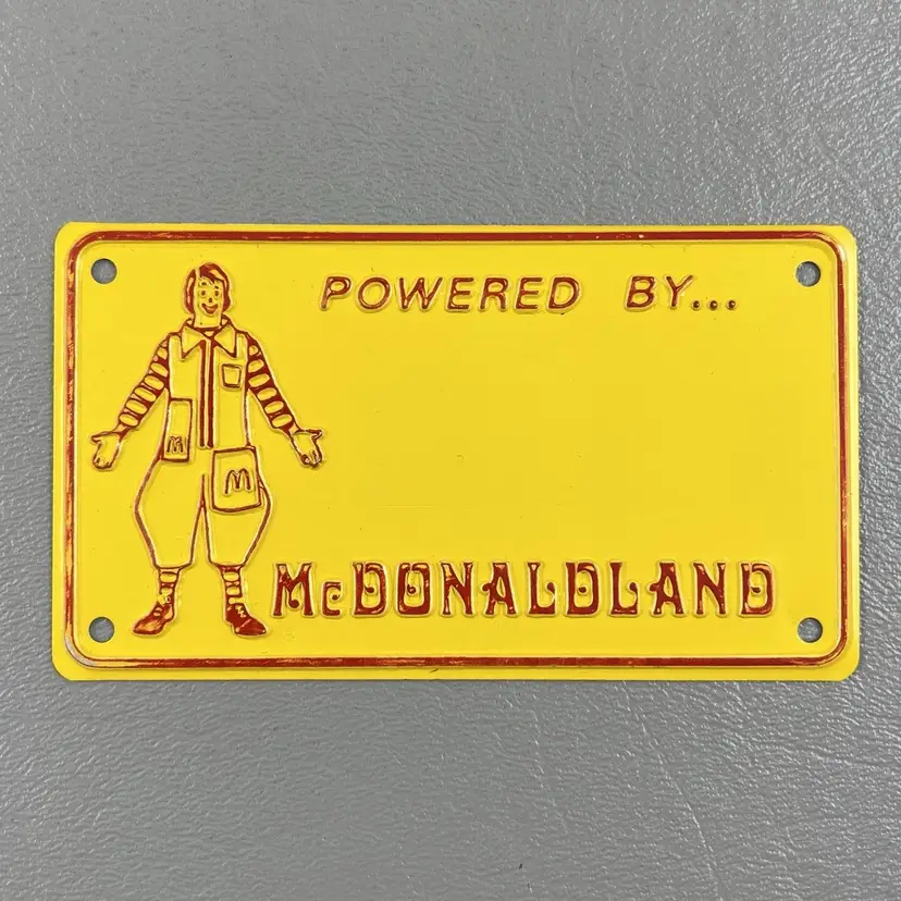 McDonald’s Vintage McDonaldland Powered By Bicycle License Plate 1970s
