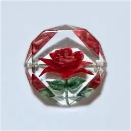 Vintage Lucite Reverse Carved Rose Faceted Brooch (KK)