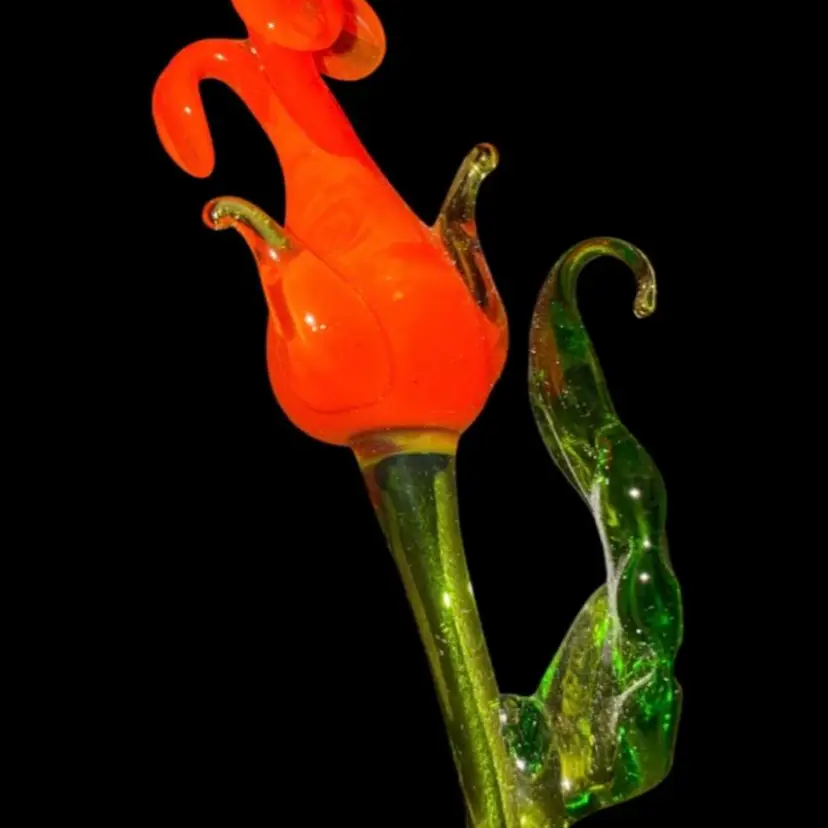 #06- Just In From Ukraine Large Hand Blown Glass Flower As Shown