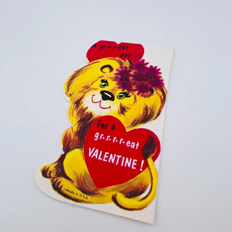 Vintage Anthropomorphic Lion Valentine