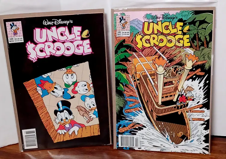 Lot of 2 Walt Disney's Uncle Scrooge Comic Books Sleeved #248 and 249