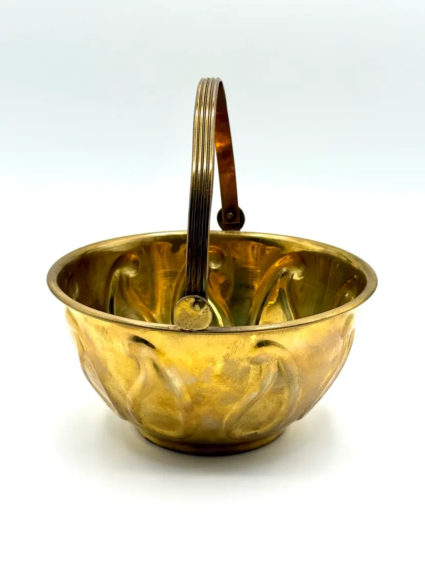 Brass Ornate Handle Basket.