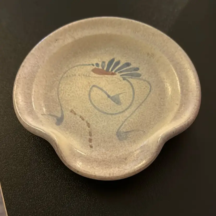 Hand-Signed and Hand-Painted Westlin Studio Pottery Spoon Rest - 5.5” in diameter
