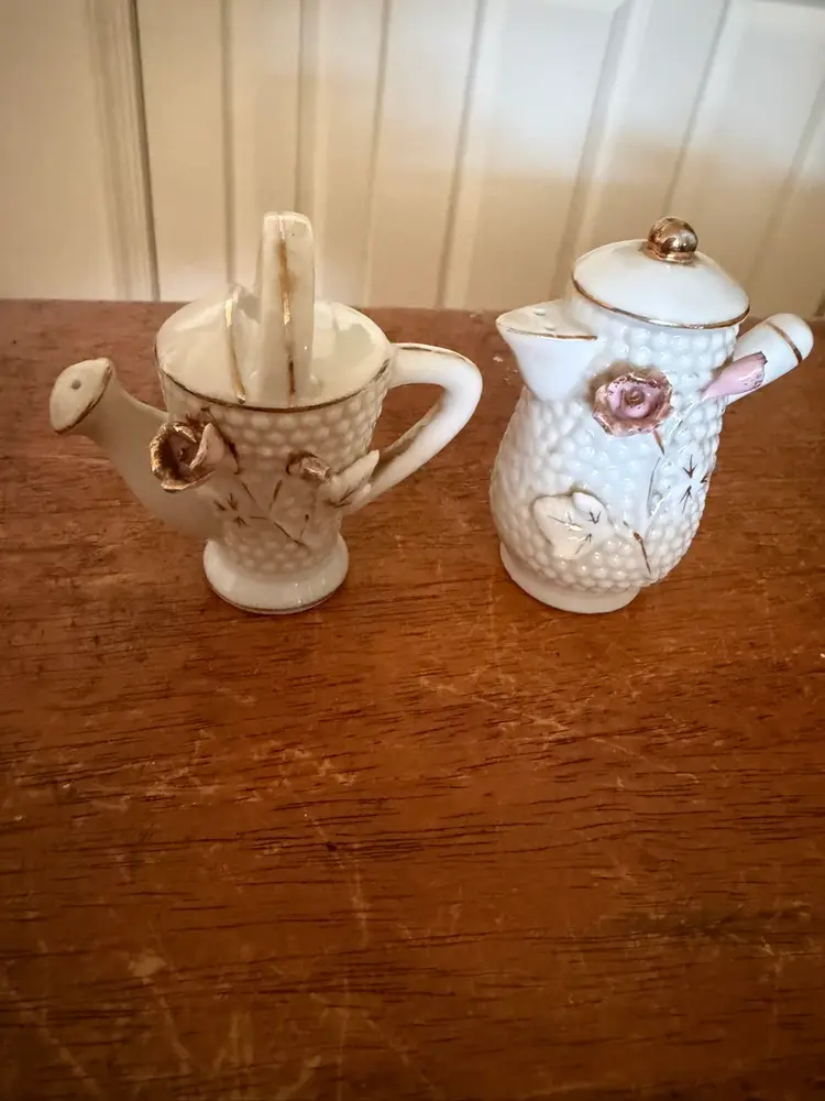 Floral Porcelain Basket Salt And Pepper Shakers