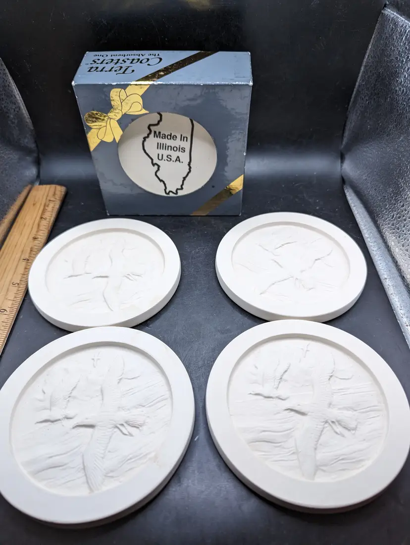 Vintage Terra Coasters Set of 4 Duck Design in Box New Old Stock.