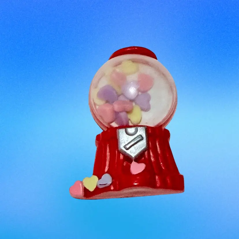 Vintage Signed Hallmark Valentine Candy Gumball Machine with Conversation Hearts Candy Acrylic Brooch (1984)  **UV Reactive**