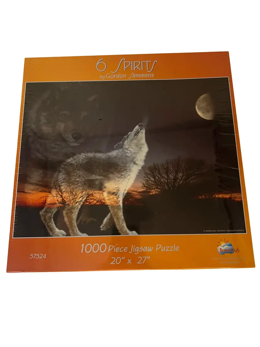 SunsOut 6 Spirits Wolf 1000pc Jigsaw Puzzle Sealed 20x27 Gordon Semmens USA