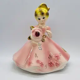 Josef Originals January Red Garnet Birthstone Girl Black Eyes Vintage Figurine