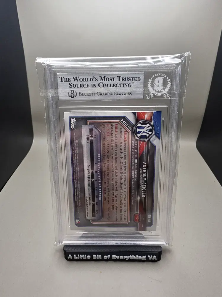 Anthony Seigler # BD65 2018 Bowman Draft Autograph