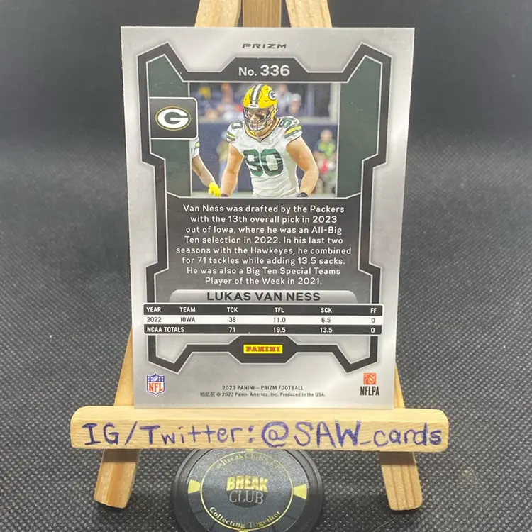 Lukas Van Ness 2023 Prizm Orange Ice Green Bay Packers