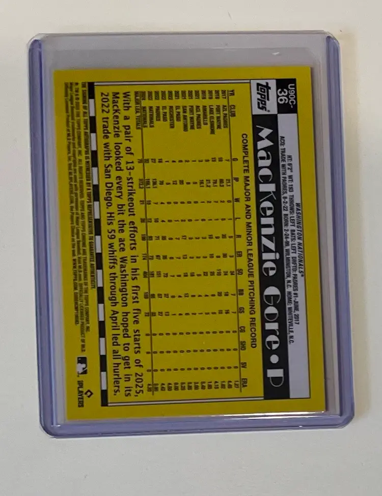 Mackenzie Gore 1990 Topps Silver Pack Auto /99 Washington Nationals