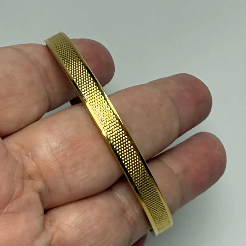 Vintage Signed Coro Gold Tone Embossed Weave Bangle Bracelet