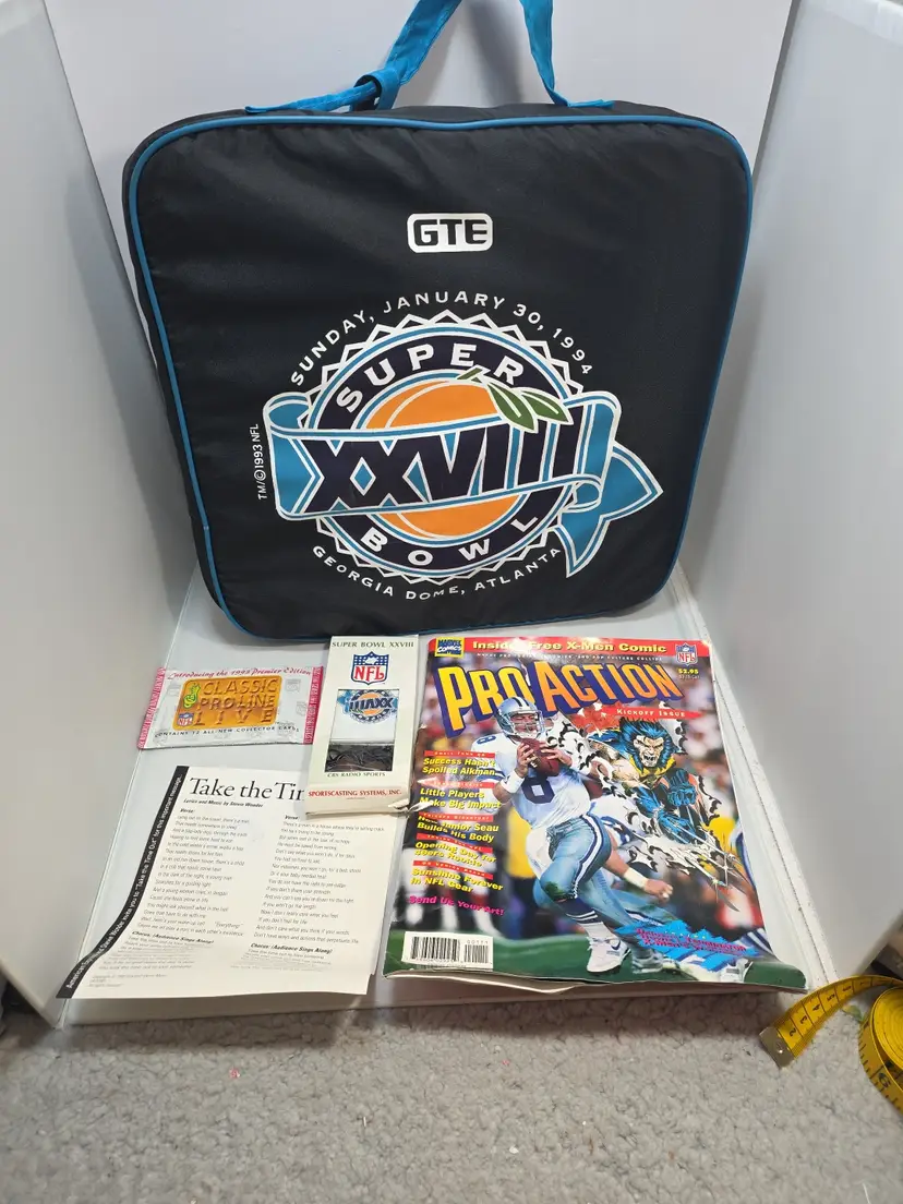 Vintage Super Bowl XXVIII Seat Cushion Cowboys Bills GTE Promotional Kit