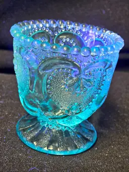 Teal/Blue DegenhartToothpick Holder - 2 1/2" tall