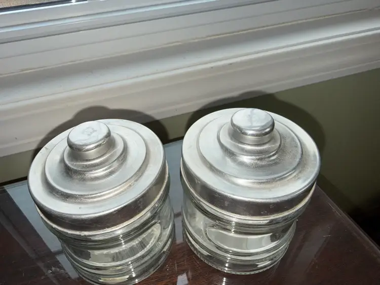 Classic Glass Storage Jars/apothecary jars, with metal  Lids  Set of 2